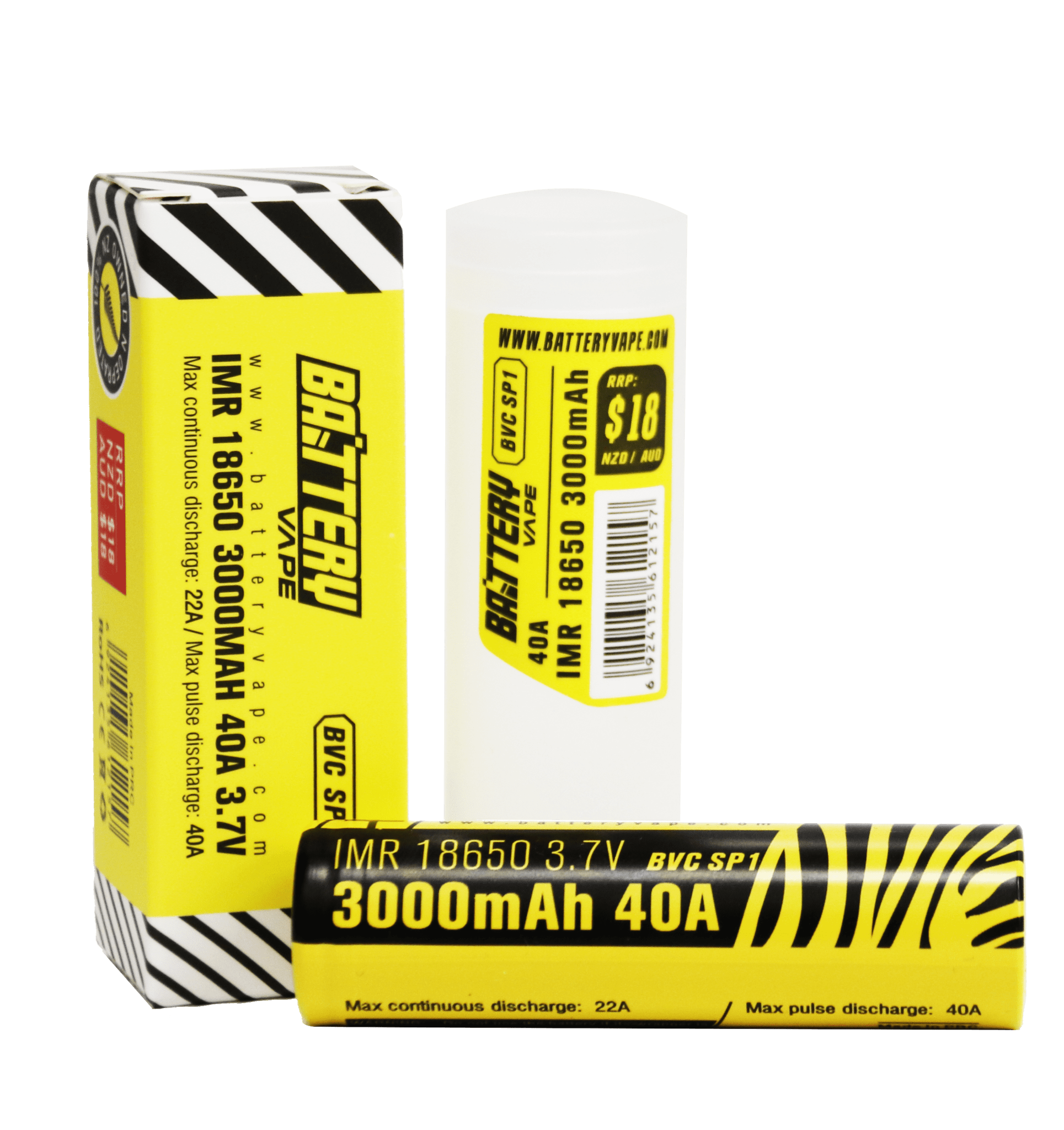 BV 18650 Battery 3000mAH 40A 3.7V retail box alternative